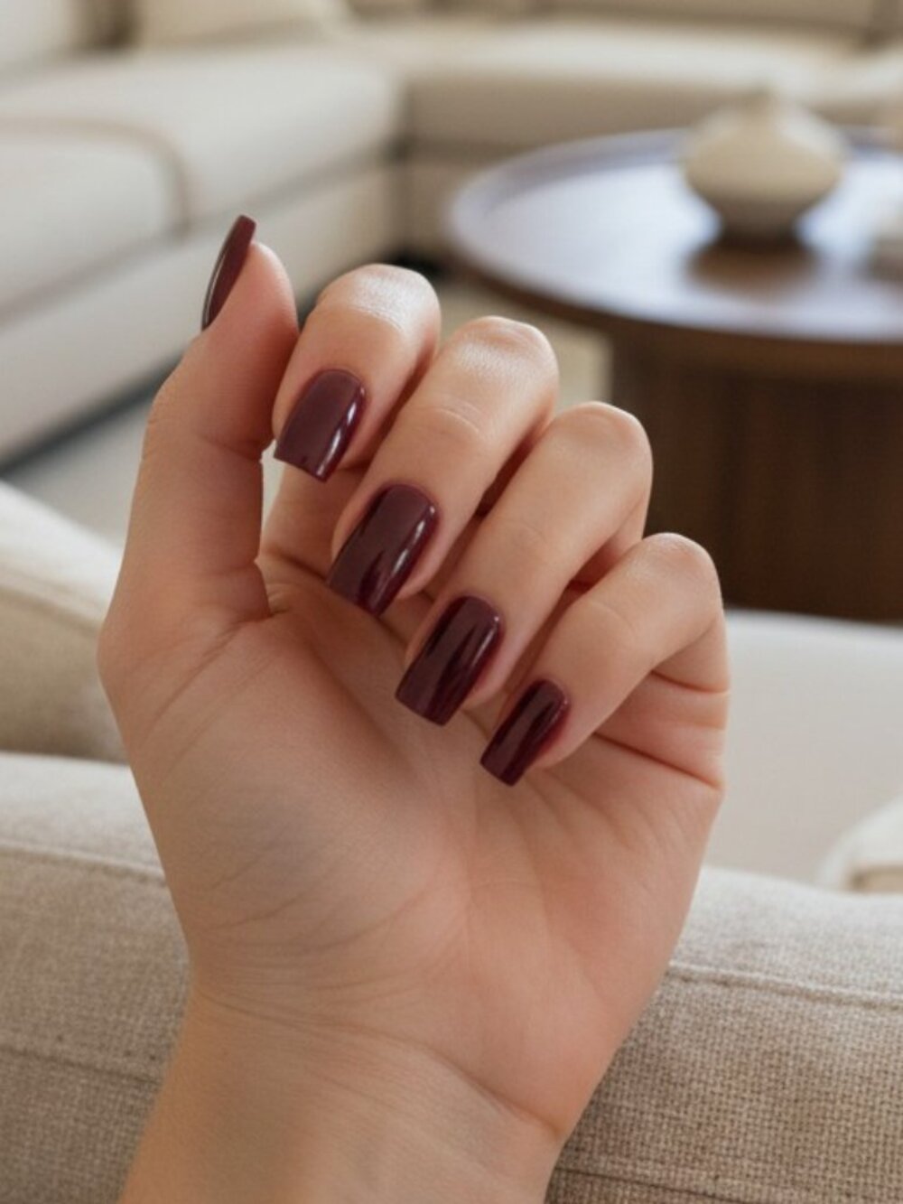 Deep Burgundy Gothic Autumn / Fall Winter Press-On Nails - Square Tip